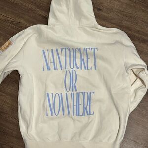 NANTUCKET OR NOWHERE Cream Hoodie with Graphic Patches